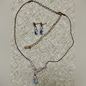 ✨VINTAGE necklace and earring set, colored opal✨